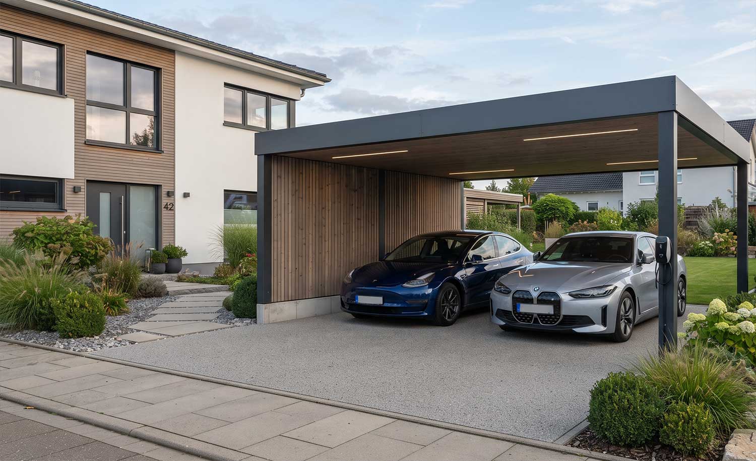 Carport mit 2 Autos